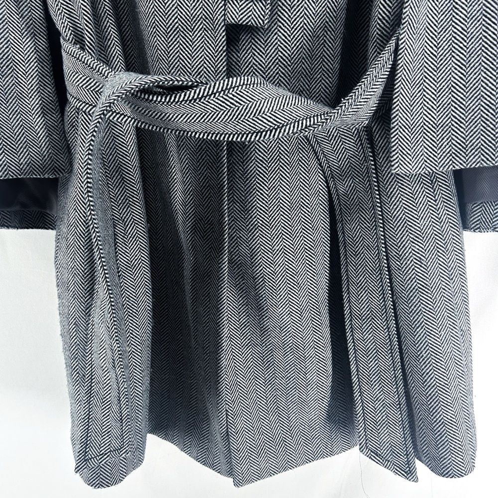 Banana Republic x Olivia Palermo Wool Houndsooth Cape Coat Ruffles X-Small - Picture 8 of 10
